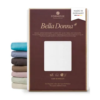 Bella Donna Jersey Alto edles Spannbettlaken Boxspring: glatt, kein Pilling | FORMESSE; Farbe Weiss; 140x190-160x220cm, bis 45cm; 97% Baumwollzwirn, 3% Elastan; Aloe Vera&Arganöl, intensive Farben