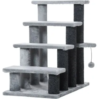 PawHut Haustiertreppe mit Kratzbaum Ball 4-Stufig 60 x 40 x64cm