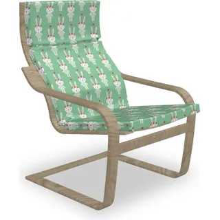 ABAKUHAUS Hase Poäng Sessel Polster, Kaninchen-Blumen-Herz, Sitzkissen mit Stuhlkissen mit Hakenschlaufe und Reißverschluss, Hellgrün Multicolor - Grün