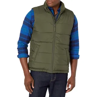 Amazon Essentials Herren Mittelschwere Isolierte Daunenweste Mit Fleecefutter, Olivgrün, L