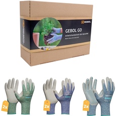 Gebol GO Arbeitshandschuh-Set Upcycled | Größe XXL (Gr. 11) | nachhaltige rePET Handschuhe aus recycelten Plastikflaschen mit Naturkautschuk Beschichtung | Für Herren | 6 Paar