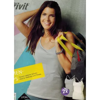 Damen Tops Crivit 2er Set - grau gestreift/ weiß, M 40/42 (Farbe: grau gestreift/ weiß, Größe: M 40/42)