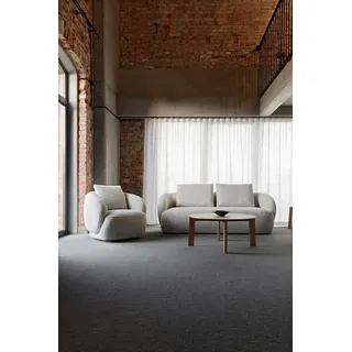 flexlux 2,5-Sitzer "Torino, rund, Couch, Loveseat," Modernes, organisches Sofa-Design, Kaltschaum, Wellenunterfederung, soft grau
