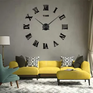 Timelike DIY Wanduhr, DIY Wanduhren Mit 3D Visuelle Aufkleber Modern Design Acryl Wanduhren Geeignet für Home Dekoartikel,Restaurant, Büro und Hotel (90-100CM,Schwarz)