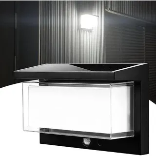 Solar Bewegungssensor-Portalklamp, Hochleistung & Weiches Licht, Langdauernde Beleuchtung, Hochrendender Solarmodul, IP65 Wasserdicht Drahtlos Außen Sicherheitslampe für Garage, Terrasse, Garten - Weißes Licht