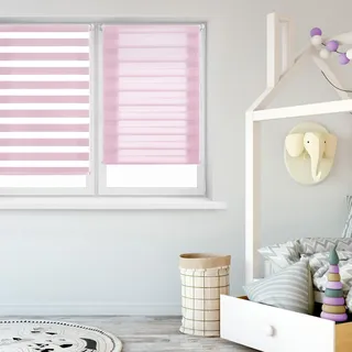 Blindecor Doppelrollo für Nacht und Tag Easyfix, Rosa, 130 x 180 cm