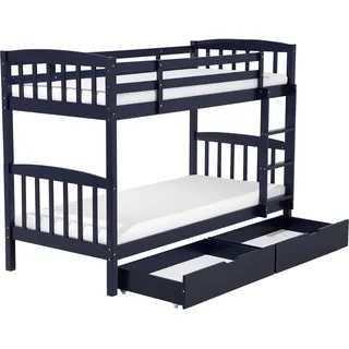 Beliani Hochbett Marineblau 90 x 200 cm Kiefer massiv blau
