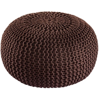 kreatives Wohnen Pouf Premium ø45cm Sitzhocker Strickpouf Innen Terrasse Pool Garten nachhaltig braun - Mocca