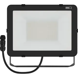 EMOS LED Strahler Profi 100W, wasserdichtes und stoßfestes Alu Flutlicht für Innen und Außen, Helligkeit 11000lm, Neutralweiß 4000K, CRI>80, Lebensdauer 50000h, Flacker-frei, 5 Jahre Garantie, Schwarz