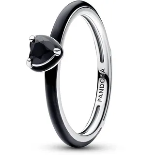 Pandora ME Ring Herz, Sterlingsilber, mit schwarzem Kristall und schwarzer Emaille