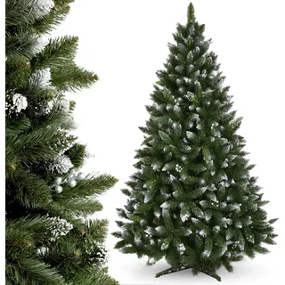 KADAX künstlicher Weihnachtsbaum mit silbernen Kügelchen und Raureif, 180cm Tannenbaum aus PVC - Silber