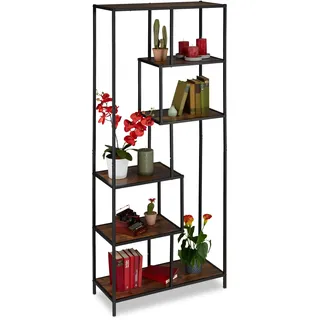 Relaxdays Bücherregal 78 x 33 x 186 cm Schwarz/Dunkelbraun