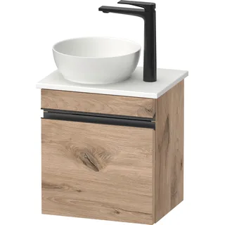 Duravit Sivida Konsolenwaschtischunterbau, Türanschlag links, Griffleiste Diamantschwarz Matt, 400x325x440mm, SV4656LBD550000, Farbe: Eiche Marmoriert