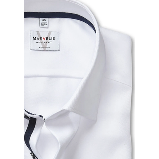 Langarmhemd MARVELIS, Herren, Gr. 41, N-Gr, weiß, Web, Obermaterial: 100% Baumwolle, 2-Knopf-Manschette, Hemden Langarmhemd, Businesshemd, New-Kentkragen, modern fit
