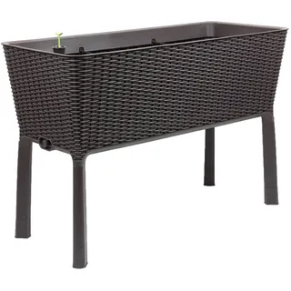 Keter Easy Grow modernes Hochbeet, braun, inkl. Bewässerungssystem, Rattanoptik, passend für Balkon, Terrasse oder Garten