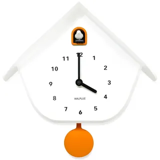 WALPLUS Kuckucksuhr Weiß mit Pendel Stilvolle Cuckoo Clock für Kinderzimmer und Wohnzimmer Batteriebetriebene Wanduhr mit Vogel Ideal als Kuckucksuhr Modern Dekoration