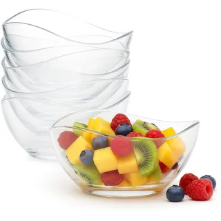 JANTI 6Tlg. 310 ml Glasschüssel Servierschalen Set - Dessertschalen Glas, Salatschüssel Glas und Stilvolle Glasschale - Ideal für Salate, Saucen, Eiscreme und Desserts - Kratzfest Schüsseln