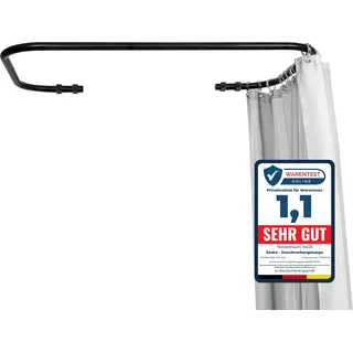Sasko Duschvorhangstange Duschstange Ecke U-Form Schwarz - 200 Größen hergestellt in Polen - Duschvorhang Aluminium Stabile für Vorhang für Badewanne & Dusche 70x120x70 cm - Ohne Deckenhalterung