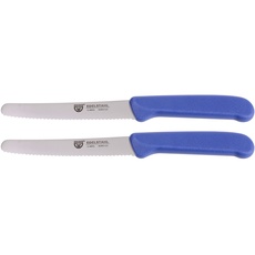 GRÄWE Tafelmesser 2 Stück, Messerset zum Schneiden, 2er Pack Brötchenmesser, Frühstücksmesser mit einseitigem Wellenschliff, Brotzeitmesser, scharfe Messer für Brotzeit, 21 cm - Blau