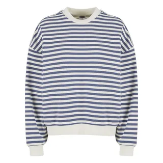 URBAN CLASSICS Oversized Sweatshirt Gestreift White Sand/Vintage Blue M