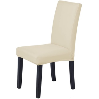 Veakii R Stuhlhussen 6 Stück Elastische Moderne Beschützer Stuhlhussen, Stuhl Abdeckungen für Haus Esszimmer Moderne Hochzeit Bouquet, Hotel, Restaurant Dekor (Beige, 6 Stück)