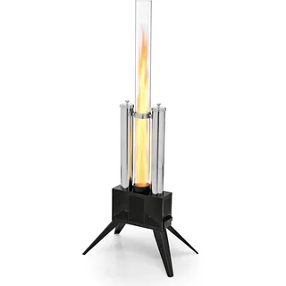LANDMANN Pellet Feuersäule | Pellet Feuerstelle - ideal als Feuerrohr & Feuersäule | Feuertonne & Ambientefeuer in 1 | Aluguss Pelletfackel für handelsübliche Holzpallets | Brenndauer bis zu 150 Min.