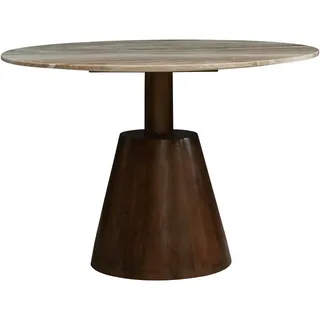 Livetastic Esstisch , Walnussfarben , Holz, Stein , Mangoholz , massiv , Holz , rund , konisch , 76x110x110 cm , Holzmöbel, Holztische, Esstische Holz, Massivholztische
