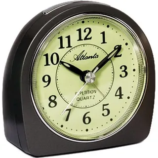 Atlanta 1586/4 Wecker Quarz analog anthrazit leise ohne Ticken mit Licht Snooze - Grau