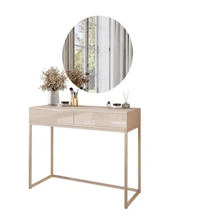 lookway Schminktisch Blanco Glamour auf Kaschmir-Gestell mit LED-Spiegel