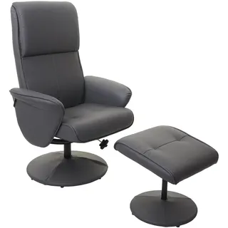 Mendler Relaxsessel Helsinki Kunstleder 75 x 114 x 75 cm Grau mit Hocker