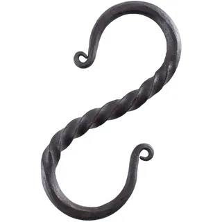 Ulfberth geschmiedeter S-Haken aus Stahl tordiert Allzweckhaken handgeschmiedet rustikal Mittelalter Wikinger LARP Aufhängen Lagerküche Garderobenhaken vintage outdoor, ca. 10 cm