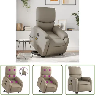 The Living Store Massagesessel mit Aufstehhilfe Cappuccino-Braun Kunstleder - Braun