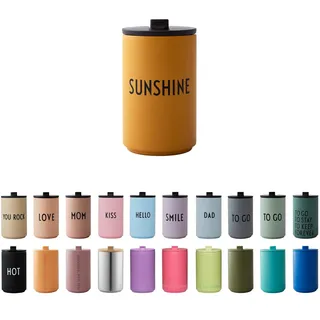 Design Letters Thermobecher SUNSHINE | Thermobecher kaffee to go | Kaffeebecher To Go aus Edelstahl doppelwandig isoliert, auslaufsicher | Geschenke für frauen, Männer | Travel mug | 350 ml