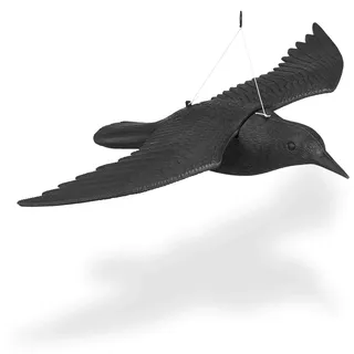 Relaxdays Taubenschreck Krähe, Dekofigur als Vogelscheuche, Fliegender Rabe für Taubenabwehr, Gartenfigur Vogel, schwarz