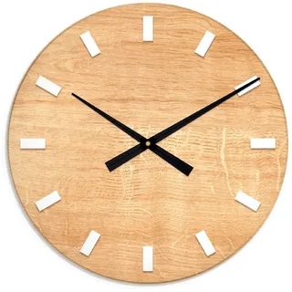 ARTland Wanduhr XXL Ø 50 cm Die Zeit auf hellem Holz lautlos ohne Tickgeräusche Artland Braun