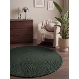 HANSE HOME Calmio auch als Läufer und in rund", grün, H:18mm Ø:200cm, Wolle, Teppiche, Wollteppich, Handgetuftet, Wolle, Natur, Wohnzimmer, Schlafzimmer, Skandi, Hygge