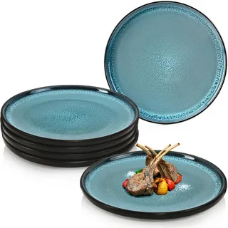 Sänger Speiseteller SET Vigo - 6 teilig aus Steingut , Blau , 6-teilig , Rund , kratzfest , Geschirr, Teller, Speiseteller