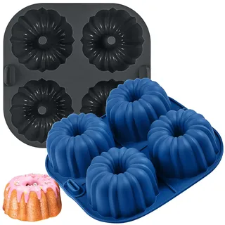 Webake Mini Gugelhupfform Silikon Heißluftfritteuse Silikonform 2 Stück Ø 8 cm Gugelhupfform Klein Airfryer Kuchenform Gugelhupf Backform für Kuchen, Donuts, Muffins