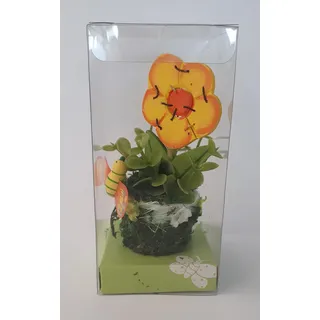 Comarco Sa Vase aus Holz mit Blume, Mehrfarbig, 15 cm