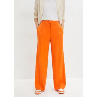 Bundfaltenhose BONPRIX "Bundfaltenhose", Damen, Gr. 42, N-Gr, orange (warmorange), Obermaterial: 66% Polyester, 33% Viskose, 1% Elasthan, festlich, loose fit, Hosen Bundfaltenhose, aus Polyester, Viskose und Elasthan, Loose Fit, festlicher Stil