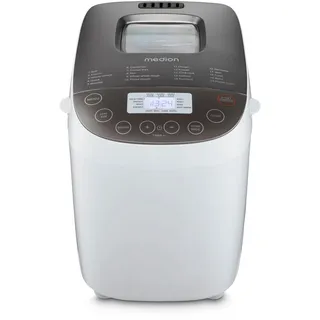 Medion Medion® Brotbackautomat »MD 12040, 20 Backprogramme, 3 Bräunungssufen, doppelter Knethaken« 20 Programme 950 W Bis zu 1600g Fassungsvermögen, Warmhaltefunktion, ILAG Beschichtung, weiß