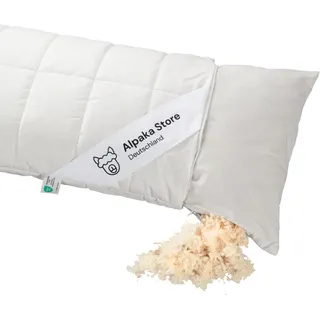 Alpaka Kopfkissen, weiches Füllung, ergonomisches Design (Zirbe und Schafwollkügelchen, 40 x 80 cm)
