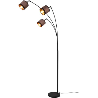 TRIO Leuchten Stehlampe »DAVOS, Stehleuchte 3-flammig exkl 3xE14 max 28W Fußschalter 185cm hoch«, 3 flammig, Leuchtmittel E14   Leuchtmittel wechselbar, Stehlampe Metall mit 2-farbigen Stoffschirmen Bogenlampe Bogenleuchte