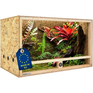 ITA Holz Terrarium 120x60x60 cm mit Seitenbelüftung & Integriertem Hygrometer - Holzterrarium aus OSB-3 Platten - Terrarien für Reptilien, Schlangen, Amphibien - EU Produkt, FSC Zertifiziert