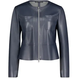 Kurzblazer BETTY BARCLAY "Kurzblazer mit Reißverschluss", Damen, Gr. 44, blau (dunkelblau), Obermaterial: 50% Polyurethan PU. 50% Polyester PES., Blazer Kurzblazer