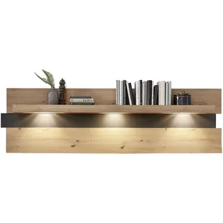 Carryhome Wandpaneel , Graphitfarben, Eiche Artisan , Holzwerkstoff , F , 197x58x26 cm , Wohnzimmer, Regale, Wandregale