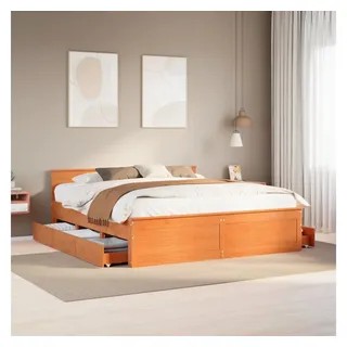 vidaXL Massivholzbett ohne Matratze mit Kopfteil Braun 180x200 cm