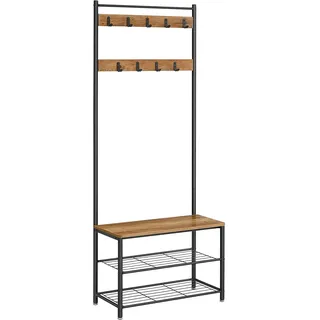 VASAGLE Garderobe Boxxx 70 x 175 x 32 cm Schwarz/Eiche