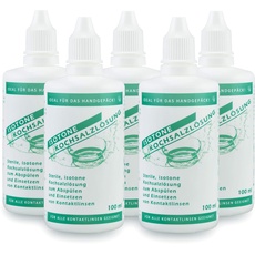 5er-Pack Sterile, isotone Kochsalzlösung für alle Kontaktlinsen, 5x100 ml
