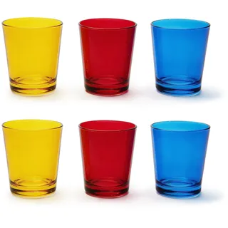 Excelsa Portofino Set 6 Gläser, gelb/rot/blau, 30 cl, mundgeblasenes Glas